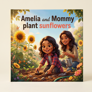 Amelia and Mommy plant sunflowers