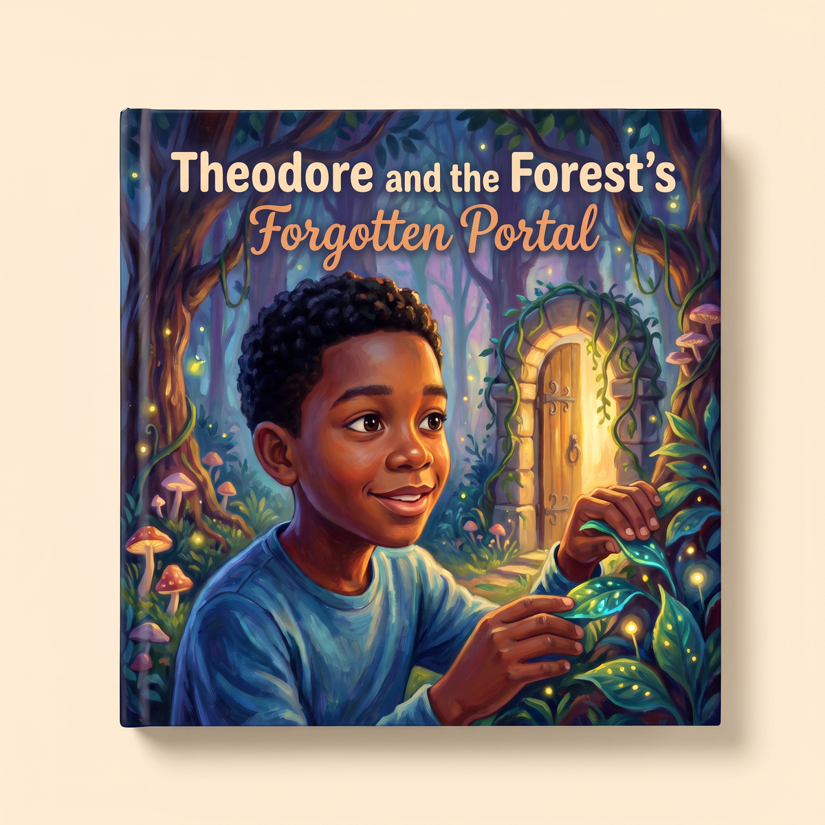 Closed book “Theodore and the Forest’s Forgotten Portal” on a neutral background