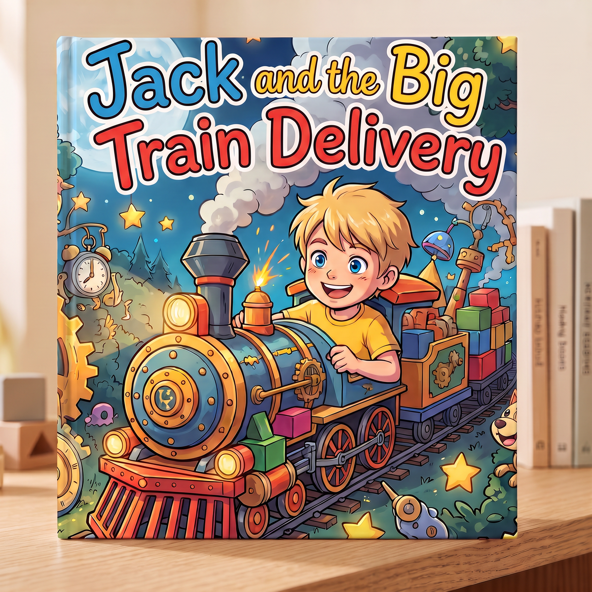 Closed book “Jack and the Big Train Delivery” on a neutral background