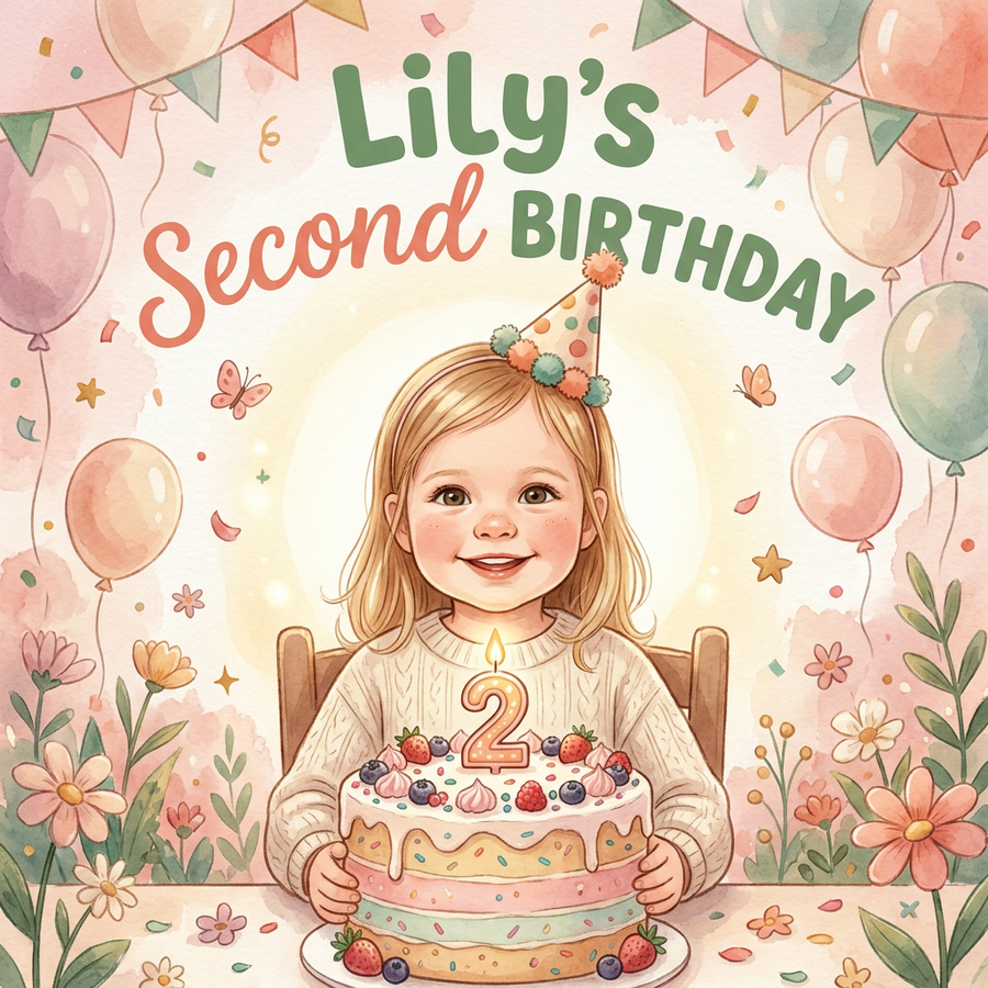 Personalized children's book — Personalized Second Birthday Book, Custom Name Celebratory Story, Unique Keepsake Gift — cover