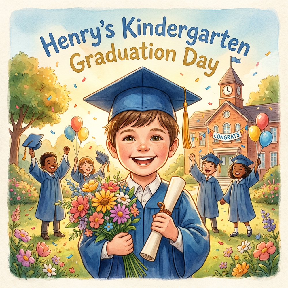 Personalized children's book — Personalized Graduation Book, Custom Name Keepsake Story, Spring Kindergarten Gift — cover