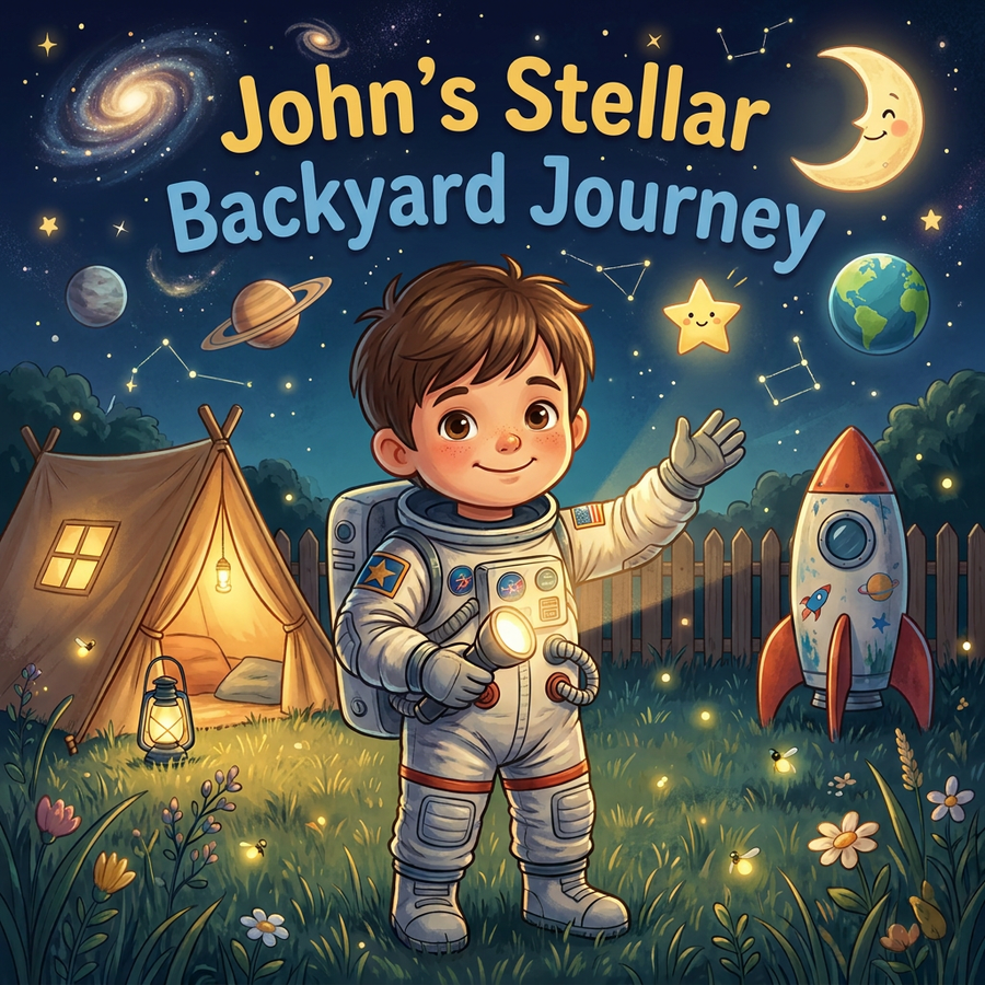 Personalized children's book — Custom Name Storybook, Stellar Backyard Journey Book, Personalized Space Adventure Gift — cover