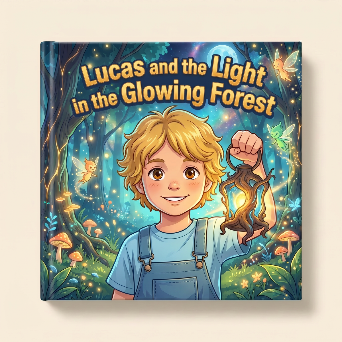 Closed book “Lucas and the Light in the Glowing Forest” on a neutral background