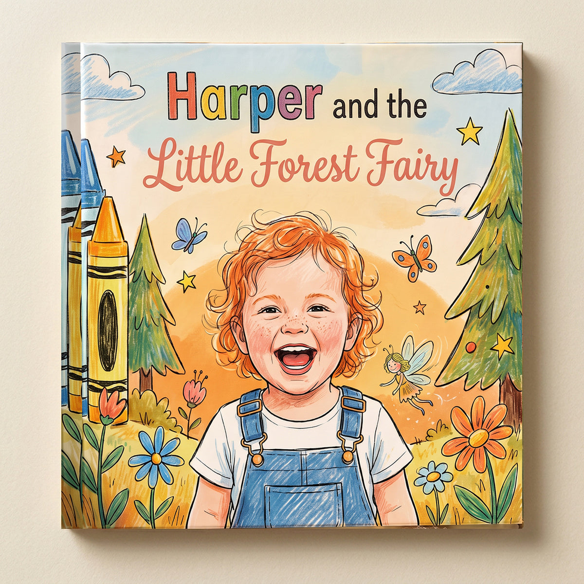 Closed front cover of “Harper and the Little Forest Fairy” on a neutral cream background.