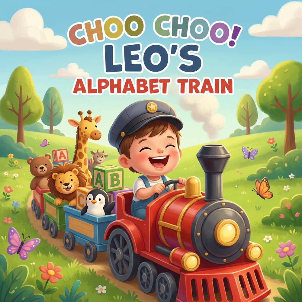 Personalized children's book — Personalized Alphabet Train Book, Custom Name Story For Toddlers, First Birthday Keepsake Gift — cover