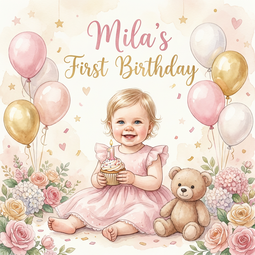 Personalized children's book — First Birthday Gift Princess Story Book, Personalized Mila's Name Tale, Custom Keepsake — cover