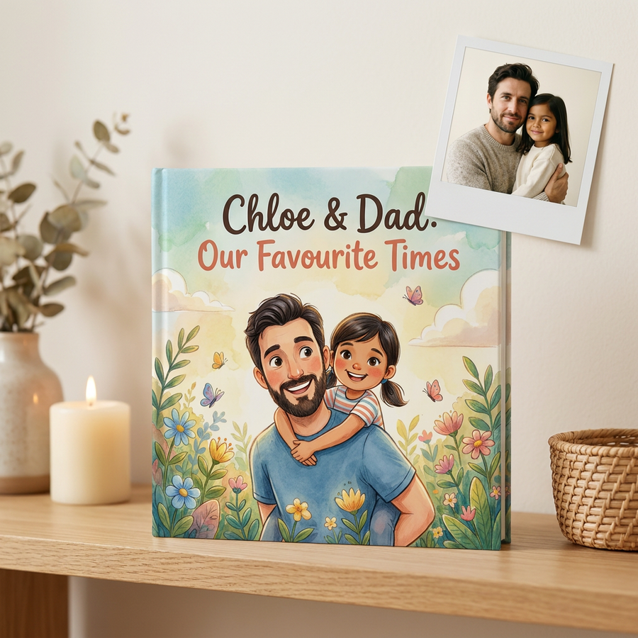 Personalized children's book — Personalized Father's Day Book for Dad, Custom Daddy & Child Keepsake Story — on shelf