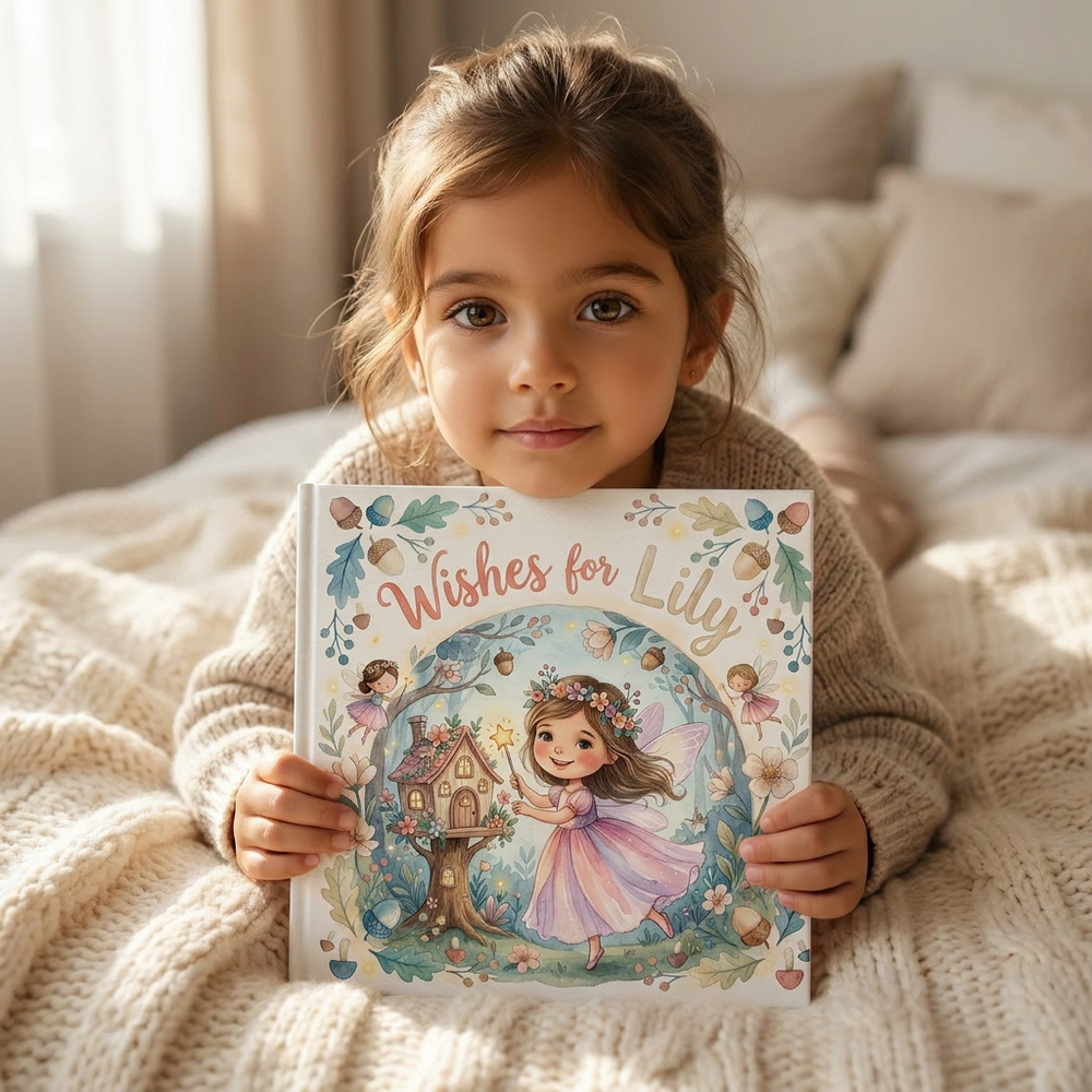 Personalized children's book — Personalized Fairy Wishes Book, Custom Name Story for Children, Magical Birthday Gift — on shelf
