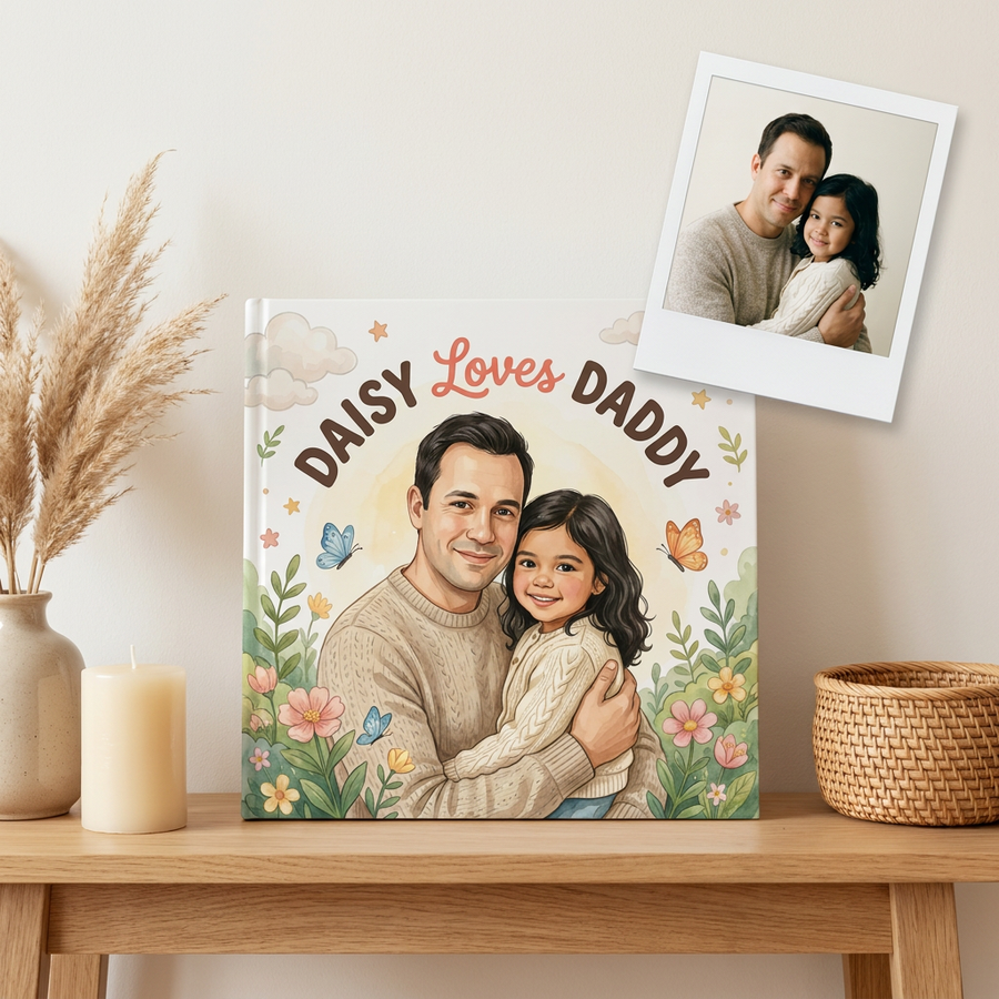 Personalized children's book — Custom Father's Day Book for Dad, Personalized Daddy & Me Story — on shelf