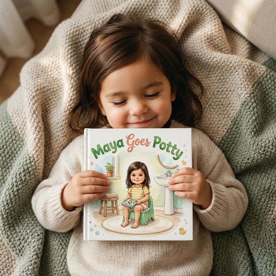 Personalized children's book — Custom Potty Training Book for Maya, Personalized Toddler Story Gift, Toilet Learning Keepsake — on shelf