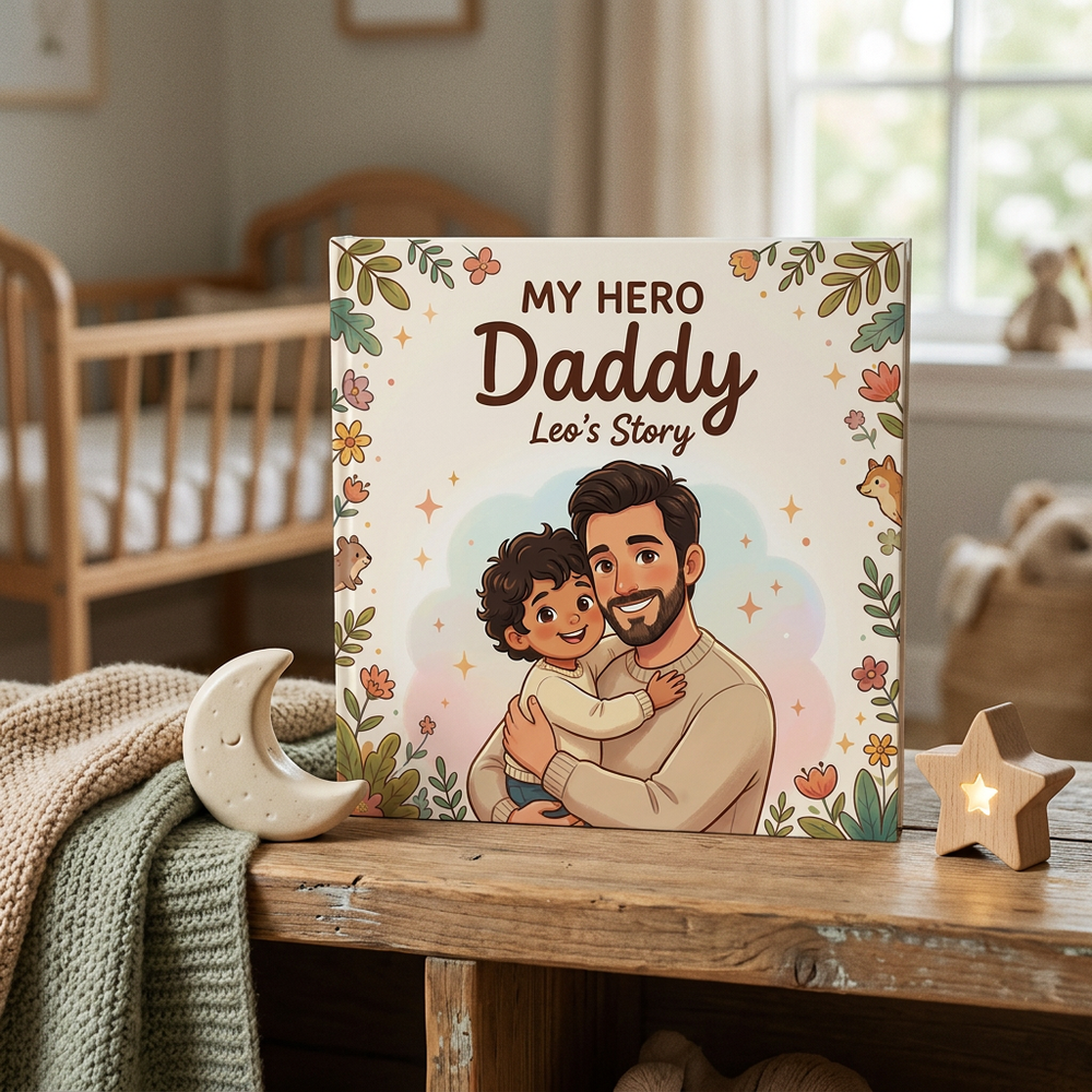 Personalized First Father's Day Storybook, Custom Dad & Baby Keepsake — at home