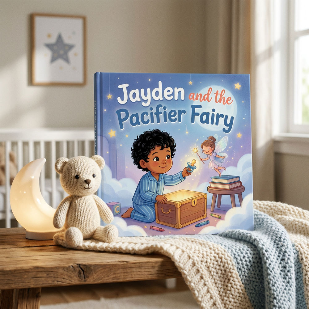 Personalized Pacifier Fairy Book, Custom Name Toddler Story, Goodbye Dummy Gift, Keepsake — at home