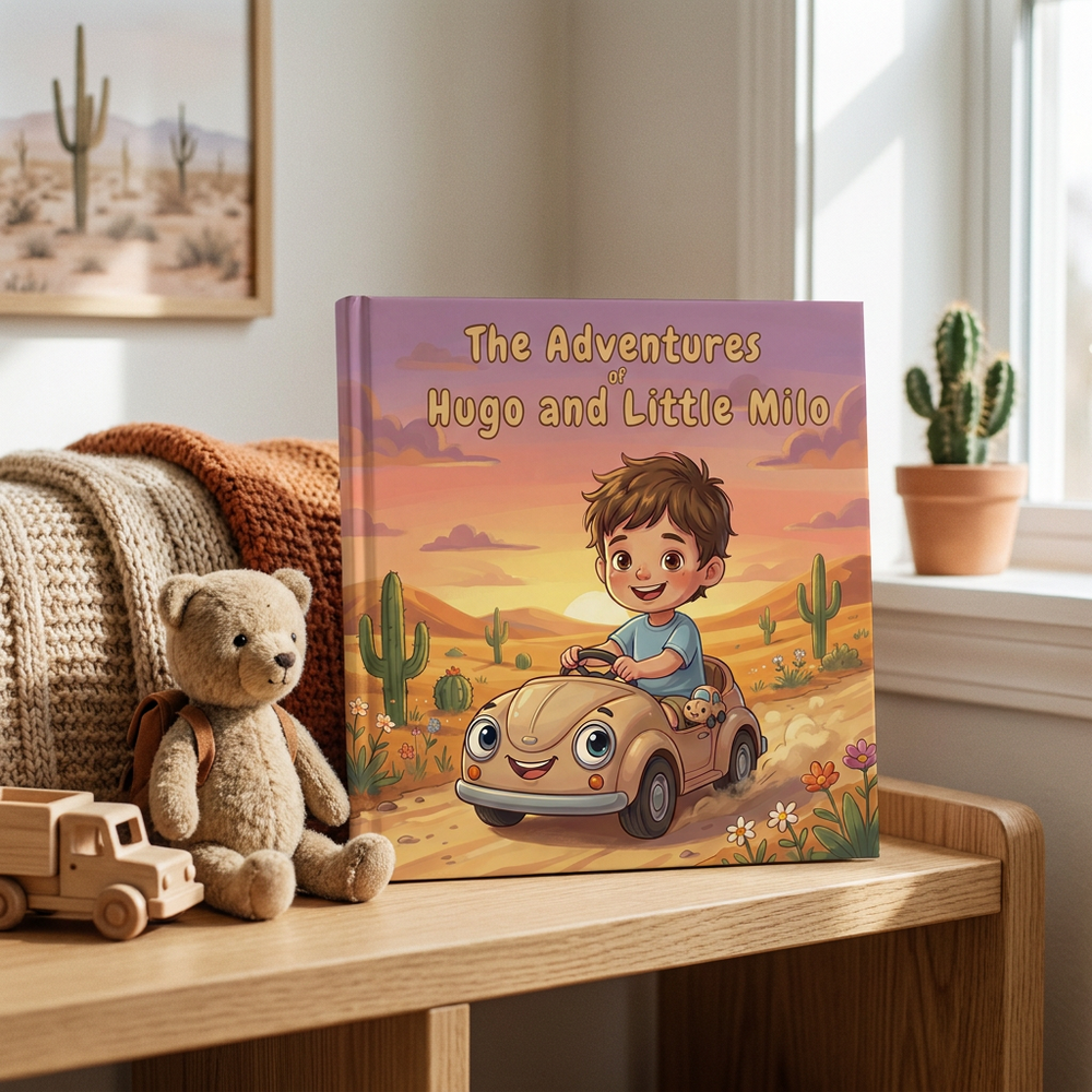 Personalized Hugo & Milo Bedtime Story, Custom Name Keepsake Book, Baby Gift — at home