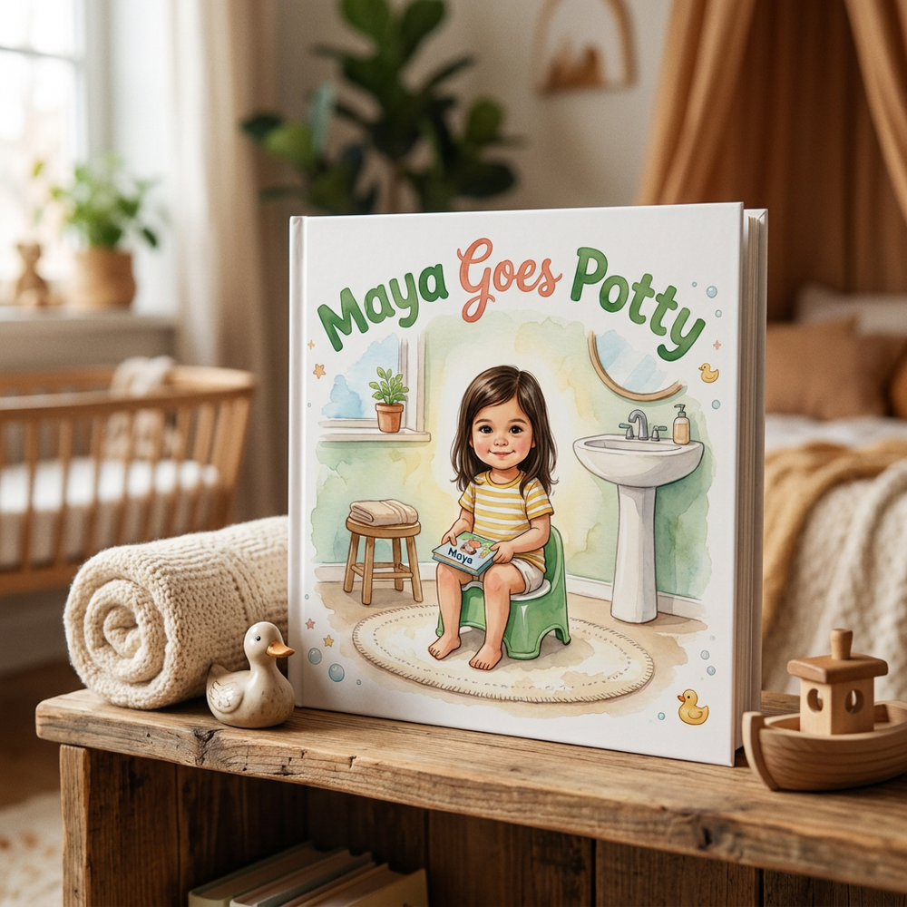 Custom Potty Training Book for Maya, Personalized Toddler Story Gift, Toilet Learning Keepsake — at home
