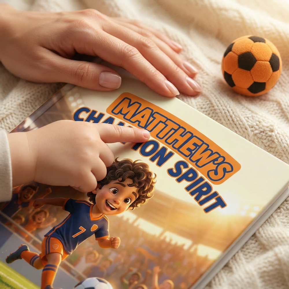 Personalized Sports Star Storybook, Custom Name Champion Book, First Birthday Gift — cover detail