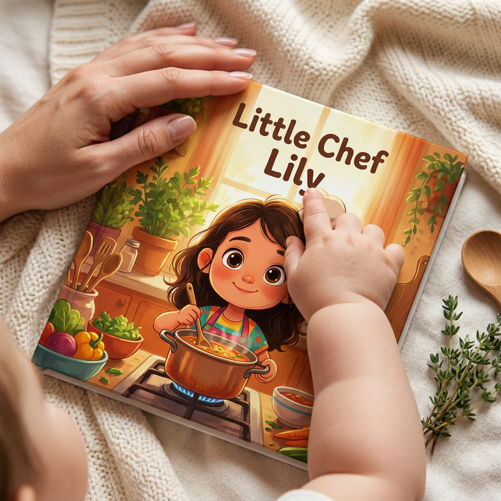 Personalized Chef Storybook for Kids, Custom Name Culinary Adventure, First Birthday Gift — cover detail