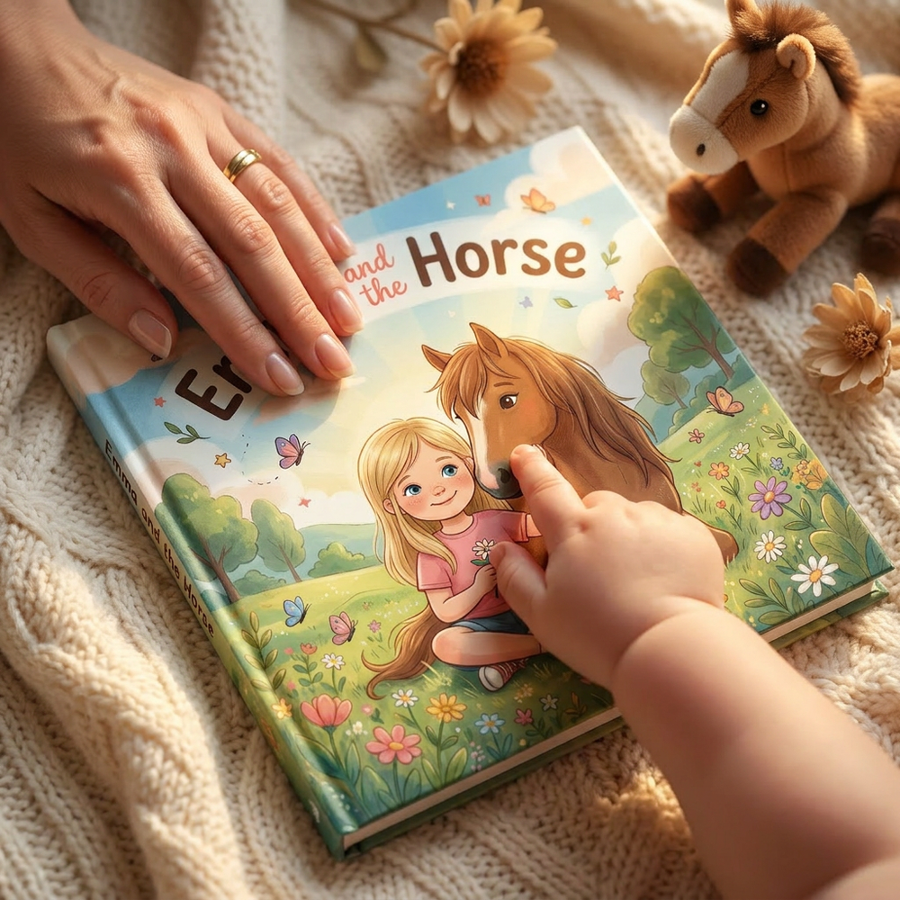 Personalized Horse Adventure Story Book, Custom Name Keepsake for Kids, Unique Childhood Gift — cover detail