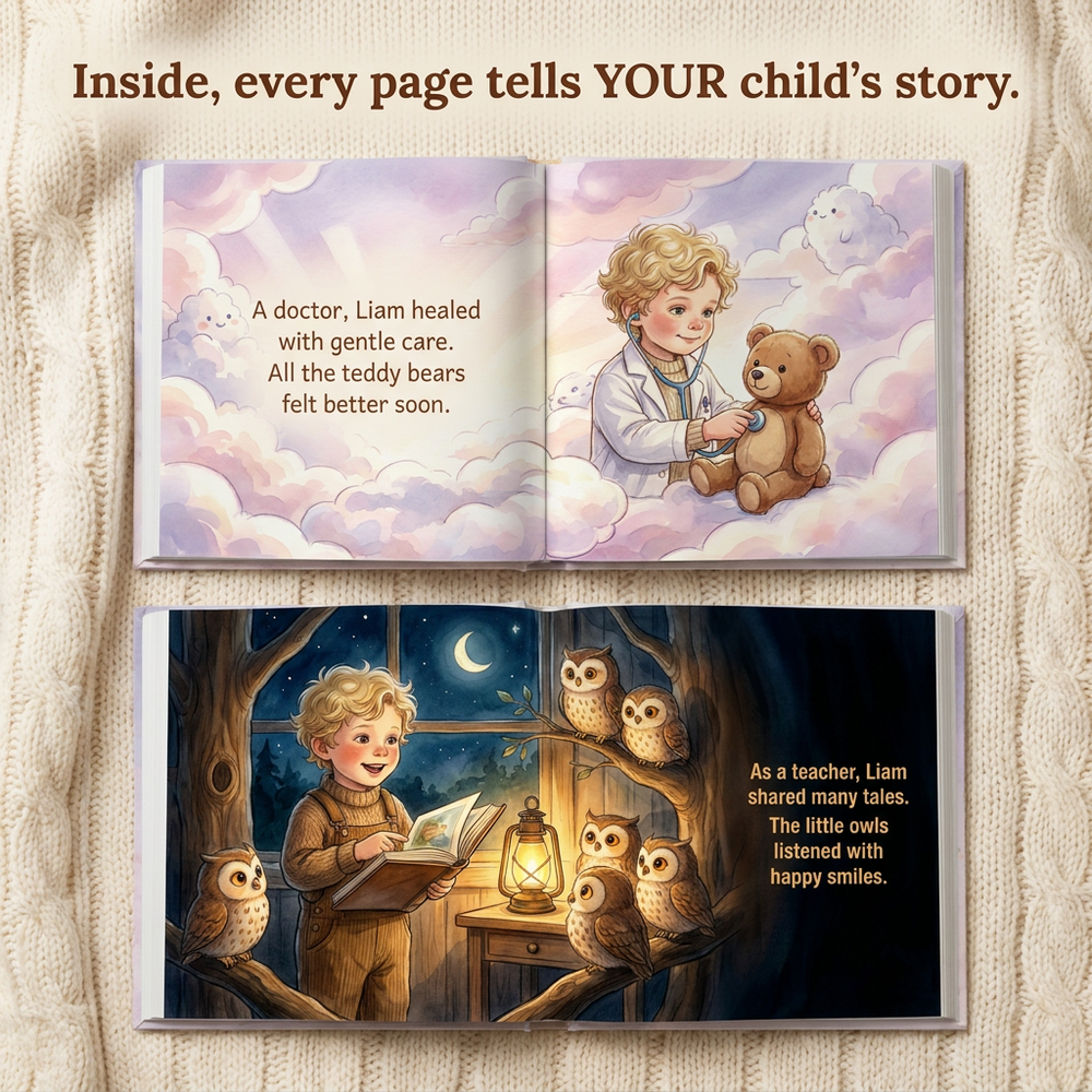 Inside the book — Personalized Dreamscape Adventure Book, Custom Name Story for Kids, Unique Keepsake Gift — child reading