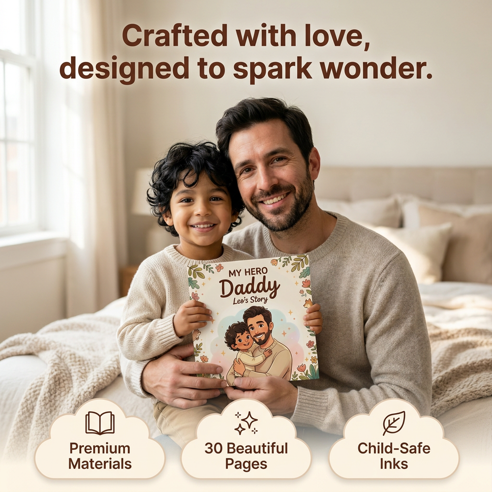 Personalized First Father's Day Storybook, Custom Dad & Baby Keepsake — cozy reading moment with mom