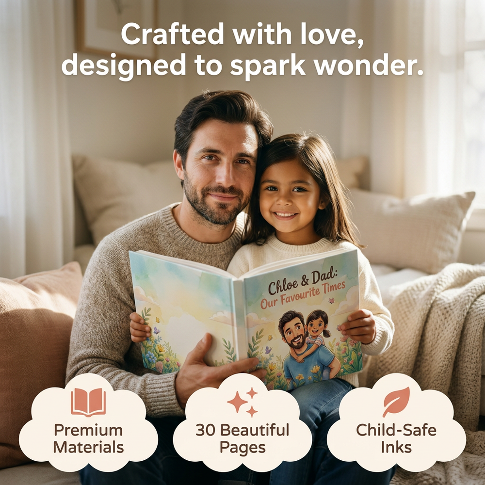 Personalized Father's Day Book for Dad, Custom Daddy & Child Keepsake Story — cozy reading moment with mom