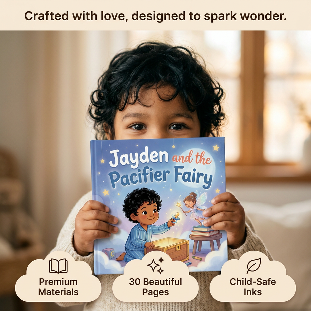 Personalized Pacifier Fairy Book, Custom Name Toddler Story, Goodbye Dummy Gift, Keepsake — cozy reading moment with mom