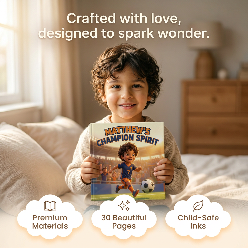 Personalized Sports Star Storybook, Custom Name Champion Book, First Birthday Gift — cozy reading moment with mom