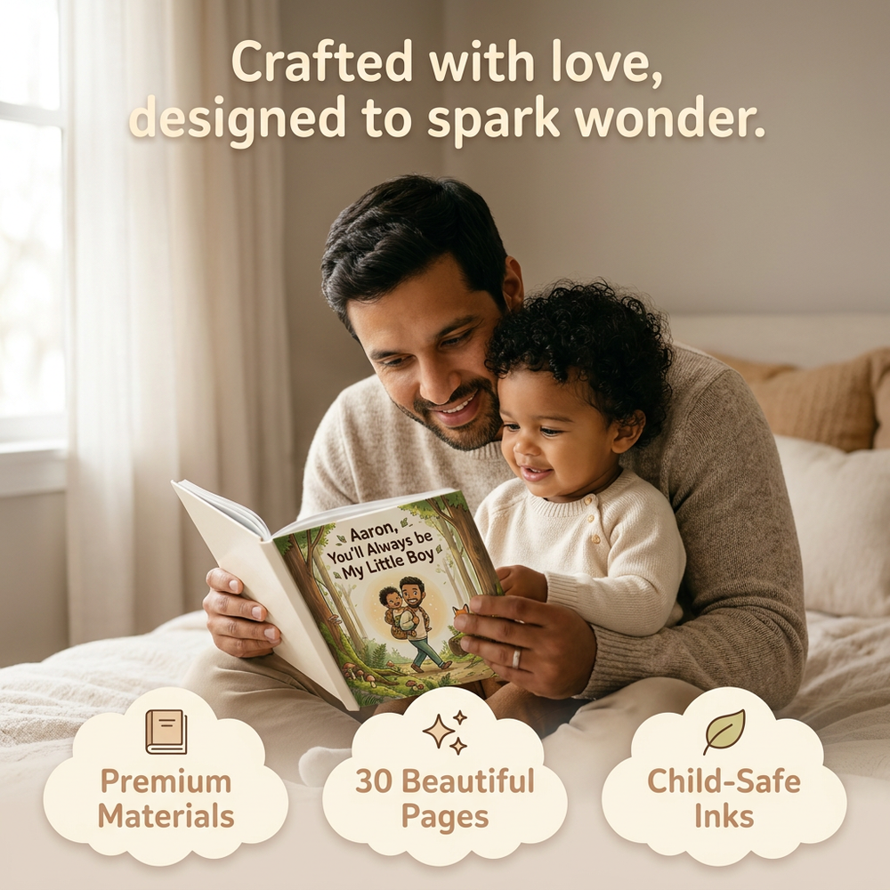 Personalized Father's Day Book for Dad, Custom Daddy & Child Story, Keepsake Gift — cozy reading moment with mom