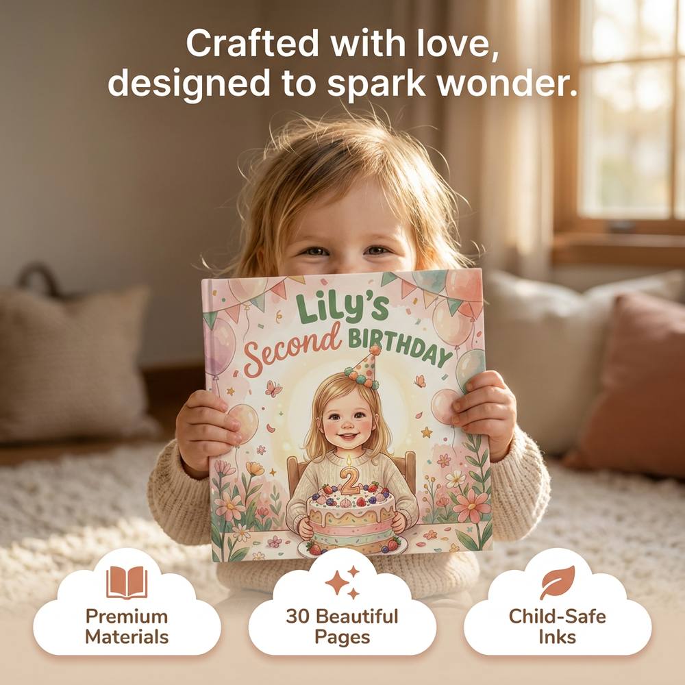 Personalized Second Birthday Book, Custom Name Celebratory Story, Unique Keepsake Gift — cozy reading moment with mom
