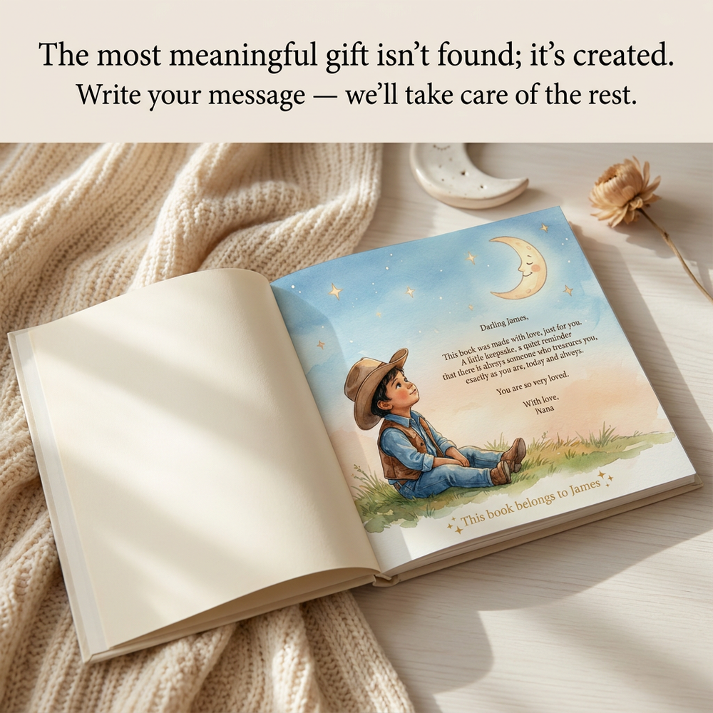 Personalized Cowboy Story Book for James, Custom Name Western Adventure — dedication page