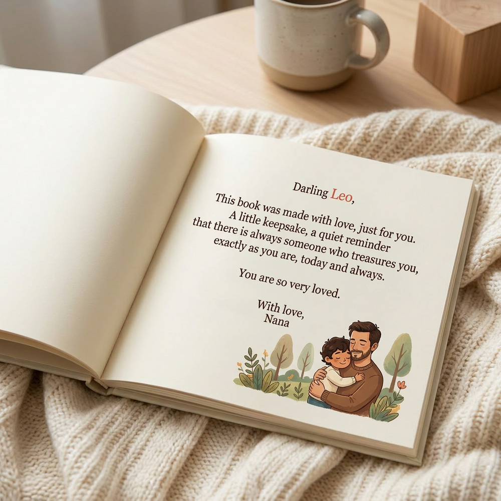 Personalized First Father's Day Storybook, Custom Dad & Baby Keepsake — dedication page
