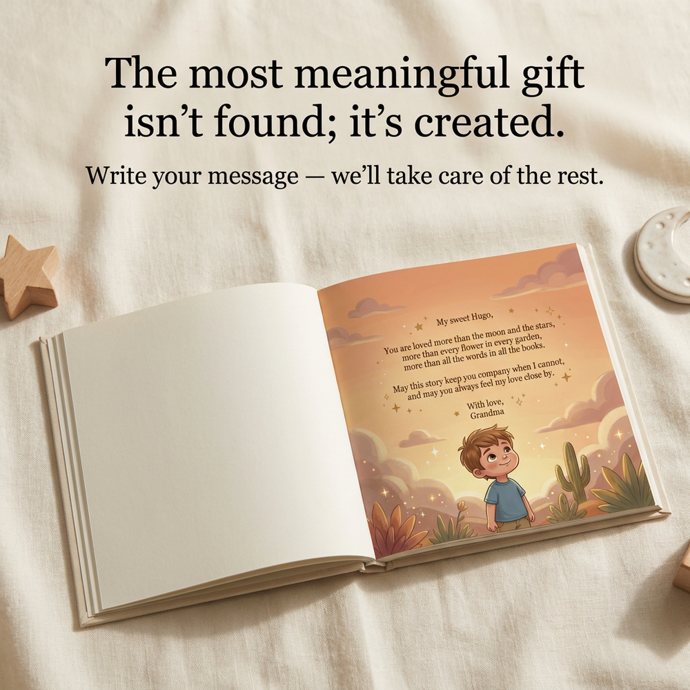 Personalized Hugo & Milo Bedtime Story, Custom Name Keepsake Book, Baby Gift — dedication page