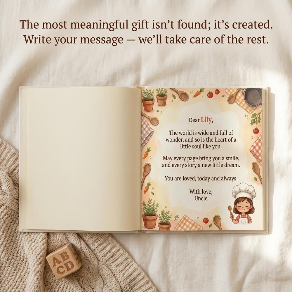 Personalized Chef Storybook for Kids, Custom Name Culinary Adventure, First Birthday Gift — dedication page