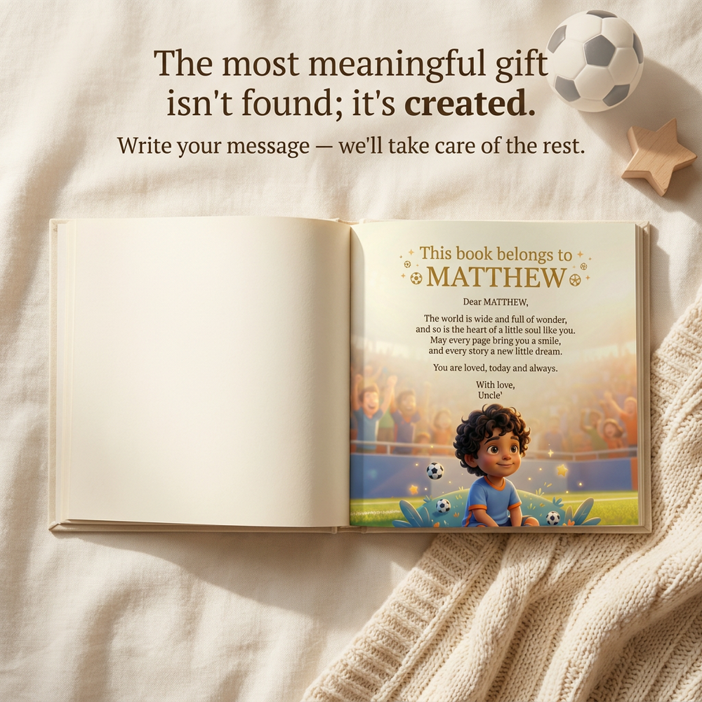 Personalized Sports Star Storybook, Custom Name Champion Book, First Birthday Gift — dedication page
