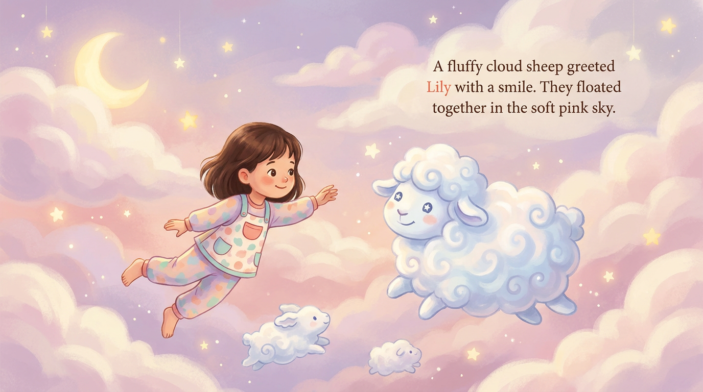 Lily meets a cloud sheep in the sky